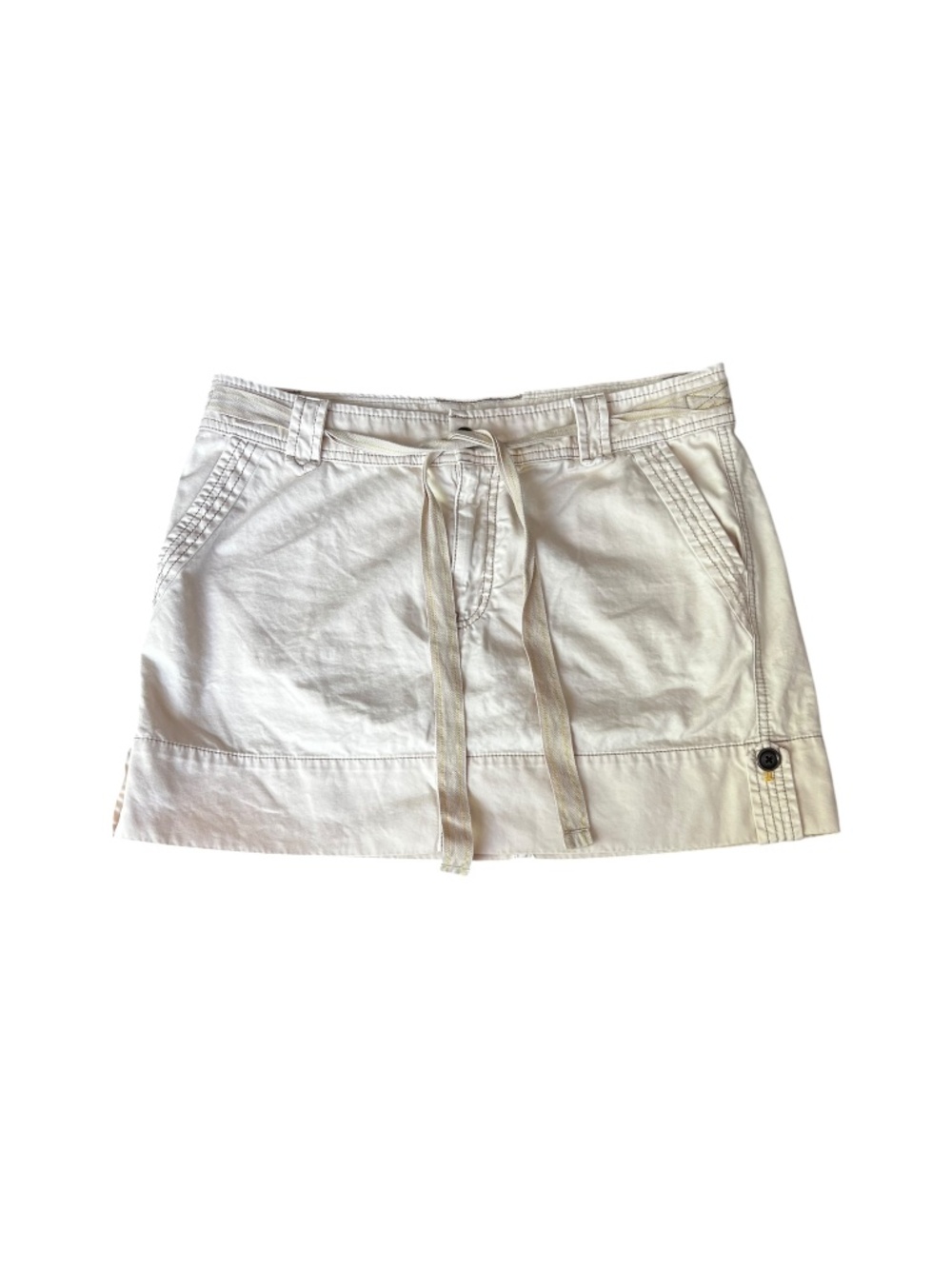 Y2K Cream Cotton GAP Mini Skirt with tie belt